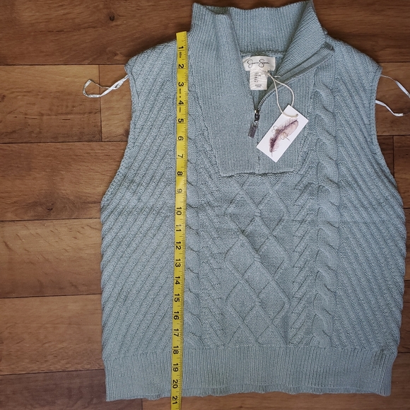 Jessica Simpson Blue Green Mock Turtleneck Zip Sweater Vest Size Large - Picture 3 of 5